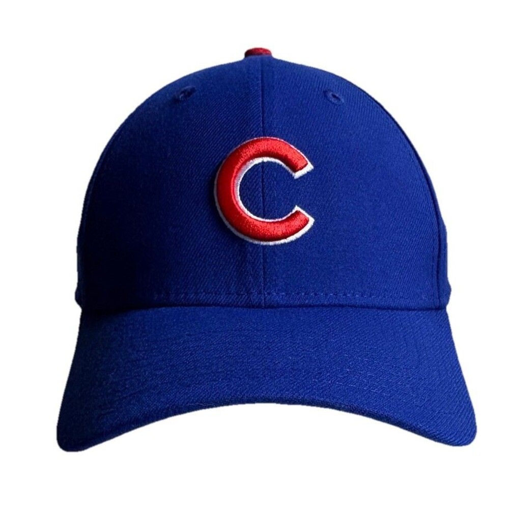 Chicago Cubs New Era 39THIRTY Hat - Blue/Red Stretch Fit Cap - Size Small/Medium